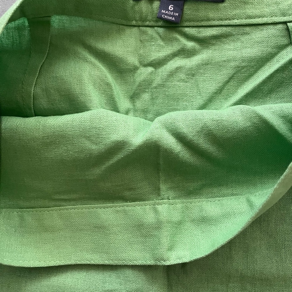 Worn once MODCLOTH lime green linen skirt - Picture 3 of 5